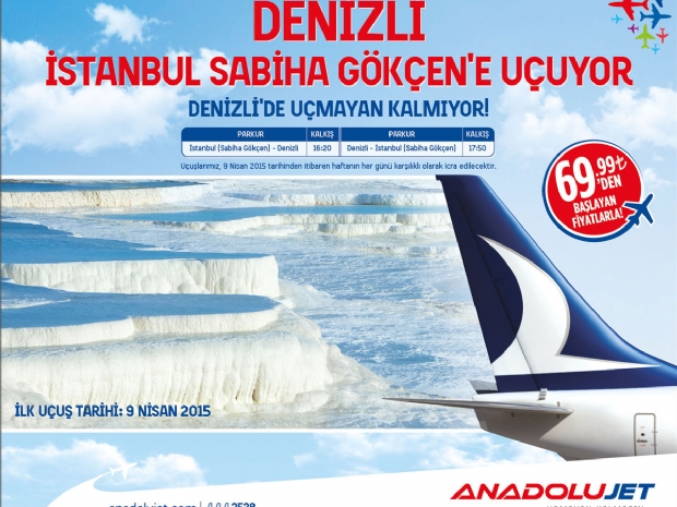 Anadolujet artık İstanbul’dan Denizli’ye uçuyor