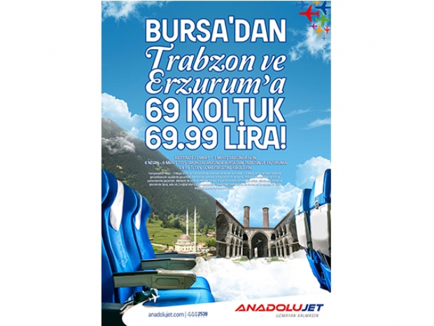 Anadolujet’ten 69 koltuk yalnızca 69,99 TL