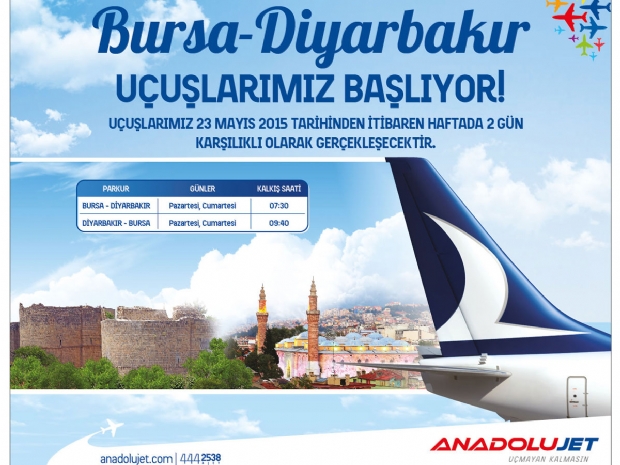 Anadolujet, Bursa ile Diyarbakır’ı birbirine bağladı