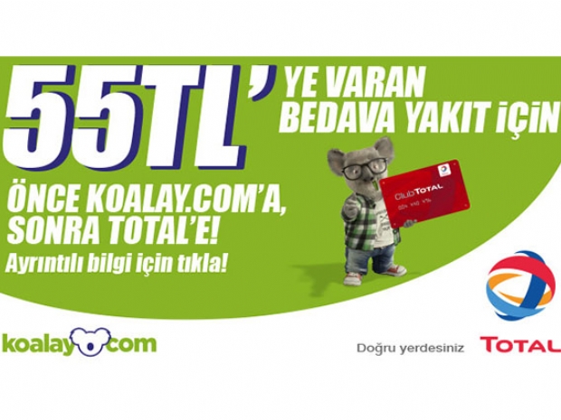 Koalay.com ve Total’den 55 TL’ye varan bedava yakıt kampanyası